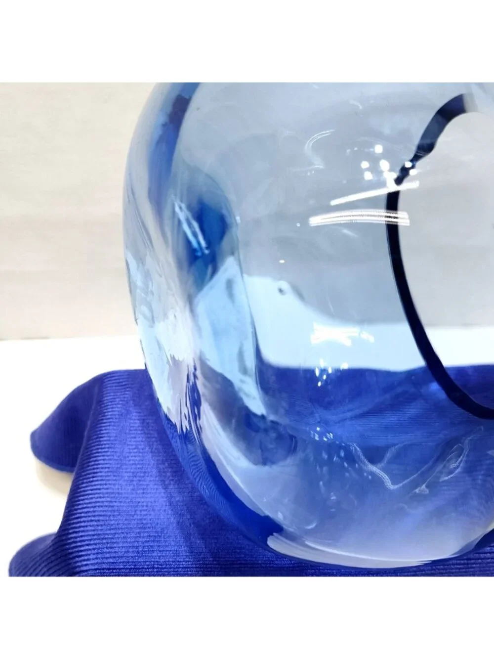 Tiffin Optic Copen Blue Art Glass Bowl Handcrafted Elegant Collectible Vintage